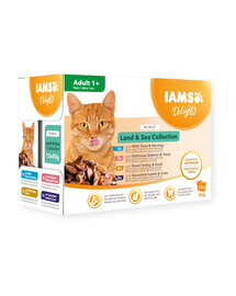 IAMS Cat Delights Adult Land&Sea In Jelly Terre et mer en gelée 12x85 g