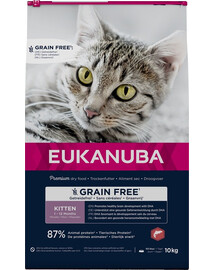 EUKANUBA Grain Free Kitten - Saumon sans céréales pour les chatons en croissance - 10 kg