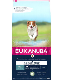 EUKANUBA Grain Free S/M Adult - riche en agneau pour chiens adultes de petite et moyenne race - 12 kg