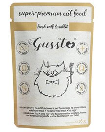 GUSSTO Cat Fresh Calf & Rabbit nourriture humide pour chat agneau et lapin 85 g