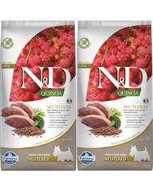 FARMINA N&D Quinoa Dog Neutere Adult Mini duck, broccoli & asparagus 2 x 7 kg canard, brocolis et asperges