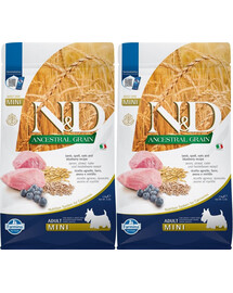 FARMINA N&D Ancestral Grain Lamb & Blueberry Adult Mini dog nourriture pour chiens de petite race 2 x 2,5 kg