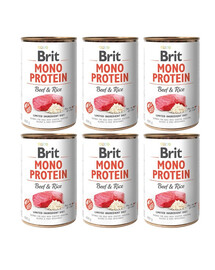 BRIT Mono Protein Beef & Rice - nourriture monoprotéinée au bœuf et au riz - 6x400 g