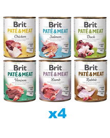 BRIT Pate&Meat Mix smaków - pâtées mélange de saveurs pour chiens - 24x800 g