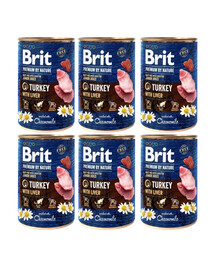 BRIT Premium by Nature Junior Turkey and liver - nourriture naturelle pour chiots à base de dinde et de foie - 6x400 g