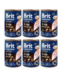 BRIT Premium by Nature Fish&Fish Skin - nourriture naturelle pour chiens à base de poisson et de peau de poisson - 6x400 g