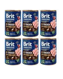 BRIT Premium by Nature Chicken and hearts -  nourriture naturelle pour chiens au poulet et aux coeurs - 6x400 g