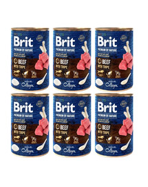 BRIT Premium by Nature Beef and tripes - nourriture naturelle pour chiens à base de bœuf et d'abats - 6x400 g