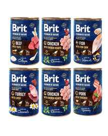 BRIT Premium by Nature - nourriture naturelle Mix de saveurs pour chiens - 6x400 g