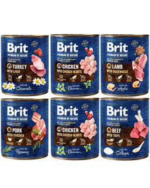BRIT Premium by Nature - nourriture naturelle Mix de saveurs pour chiens - 6x800 g
