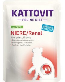 KATTOVIT Feline Diet Niere/Renal - viande de dinde pour soutenir la fonction rénale - 85 g