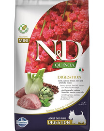 FARMINA N&D Quinoa Dog Adult Mini Digestion - Quinoa & agneau pour chiens de petites races souffrant de troubles digestifs - 2.5 kg