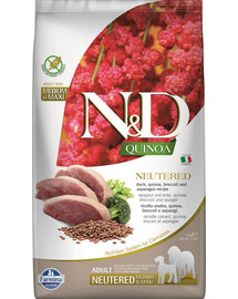 FARMINA N&D Quinoa Dog Neutered Adult Madium & Maxi duck, broccoli & asparagus - Canard, Quinoa, brocolis & asperges pour chiens adultes castrés de races moyennes & grandes - 2.5 kg