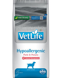 FARMINA VetLife Hypoallergenic Adult Pork - porc & pomme de terre nourriture diététique pour chiens destiné à réduire les intolérances alimentaires - 12kg