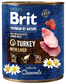 BRIT Premium by Nature - nourriture naturelle pour chiots à base de dinde et de foie - 800 g
