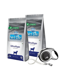FARMINA Vet Life UltraHypo Dog - nourriture diététique pour chiens allergiques - 2x12 kg  + FLEXI Laisse New Comfort L 8 m OFFERTE