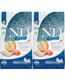 FARMINA N&D Ocean Dog Adult Mini salmon, cod & canatloupe melon 2 x 2,5 kg saumon, morue, melon cantaloup