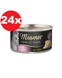 MIAMOR Feine Filets Naturell Chicken&Ham Poulet et jambon en sauce 24x80g