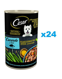 CESAR conserve 24x400g nourriture humide pour chiens adultes avec du poisson en sauce