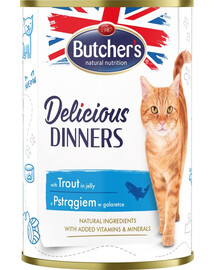 BUTCHER'S Delicious Dinners - nourriture pour chats, morceaux de truite en gelée - 400g