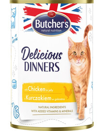 BUTCHER'S Delicious Dinners - nourriture pour chats, morceaux de poulet en gelée - 400g