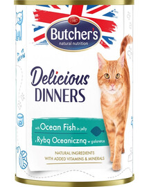 BUTCHER'S Delicious Dinners - nourriture pour chats, morceaux de poissons de mer en gelée - 400g