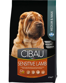 FARMINA Cibau Sensitive Lamb MEDIUM/MAXI - Agneau pour chiens de moyennes et grandes races au système digestif sensible - 2,5 kg