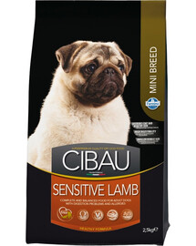FARMINA Cibau Sensitive Lamb MINI - Agneau pour chiens de petites races au système digestif sensible - 2,5 kg