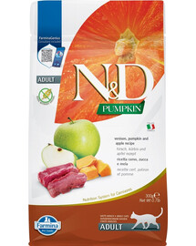 FARMINA N&D Pumpkin Venison & Apple Adult - Venaison, Potiron & Pomme pour chats adultes - 300 g