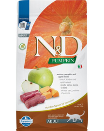 FARMINA N&D Pumpkin Venison & Apple Adult - Venaison, Potiron & Pomme pour chats adultes - 1,5 kg