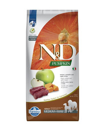 FARMINA N&D Venison Pumpkin & Apple Adult Medium & Maxi - Venaison, potiron & pomme pour chiens adultes de races moyennes et grandes - 12 kg