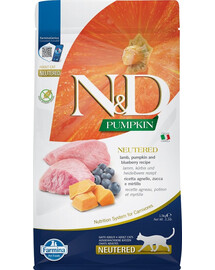 FARMINA N&D Pumpkin Cat Neutered Adult lamb & blueberry 1.5 kg - Agneau, Potiron & Myrtilles pour chats adultes après la castration