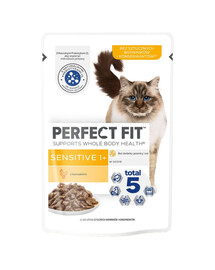 PERFECT FIT Sensitive 1+ sachets 85 g au poulet en sauce pour chats adultes