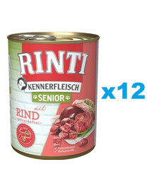 RINTI Kennerfleish Senior Beef - avec du bœuf pour les chiens âgés - 12x800 g