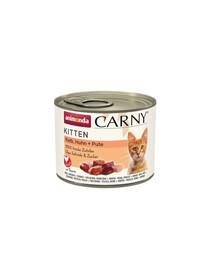 ANIMONDA Carny Kitten 200 g Veau, Poulet & Dinde pour chatons