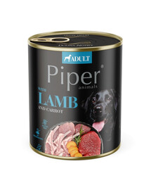 PIPER Animals - Nourriture humide avec agneau et carottes pour chiens - 800 g