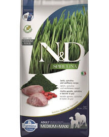 FARMINA N&D Spirulina Adult Medium&Maxi Lamb & Wolfberry - 7 kg - pour chiens adultes de moyennes et grandes races avec agneau, spiruline & baies de Goji