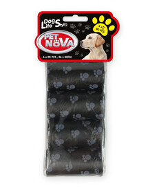 PET NOVA Dog Lifestyle Sacs à excréments, 4 rouleaux de 20 sacs noirs