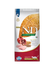 FARMINA N&D Ancestral Adult Cat Neutered - poulet, épeautre, avoine et grenade pour chats adultes castrés - 10 kg