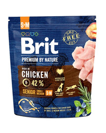 BRIT Premium By Nature Senior Small Medium S+M - Poulet pour chiens âgés de petites et moyennes races - 1 kg