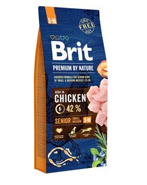 BRIT Premium By Nature Senior Small Medium S+M - Poulet pour chiens âgés de petites et moyennes races - 15 kg