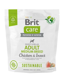 BRIT CARE Sustainable Adult Medium breed chicken insekt pour chiens adultes de race moyenne avec du poulet et des insectes 1 kg