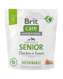 BRIT CARE Sustainable Senior chicken insekt pour chiens âgés avec du poulet et des insectes 1 kg