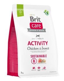 BRIT CARE Dog Sustainable Activity chicken insecte pour chiens adultes actifs avec poulet et insectes 3 kg