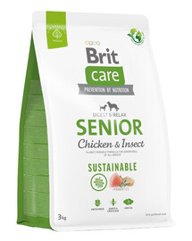 BRIT CARE Sustainable Senior chicken insecte pour chiens âgés avec du poulet et des insectes 3 kg