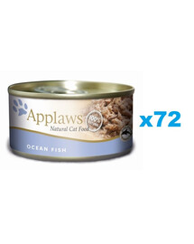 APPLAWS Cat Tin Adult - Poisson de l'océan en bouillon - 72x156 g