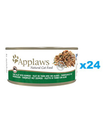 APPLAWS Cat Tin Adult - Filet de thon avec algues en bouillon - 24x156 g