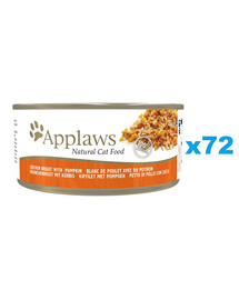 APPLAWS Cat Tin Adult - Blanc de poulet et potiron en bouillon - 72x156 g
