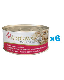 APPLAWS Cat Tin Adult - Poitrine de poulet et canard en bouillon - 6x156g