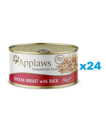 APPLAWS Cat Tin Adult - Poitrine de poulet et canard en bouillon - 24x156g